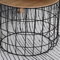 HOMCOM Round Coffee Table Set of 2, Industrial End Tables with Extra Storage Space for Living Room, Brown and Black(m-9)