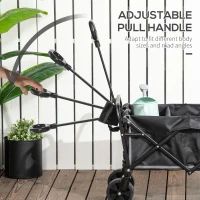 Outsunny Collapsible Wagon with Adjustable Handle, Heavy Duty Folding Garden Carts with All-Terrain Wheels, for Beach, Sports, Shopping, Camping, Groceries(m-4)