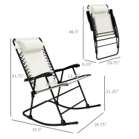 Outsunny Outdoor Rocking Chair Set of 2, Patio Folding Lawn Rocker Set with Headrests for Yard, Patio, Deck, Backyard, Cream(m-3)