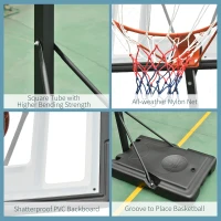 Soozier Portable Basketball Hoop Stand with Wheels, Height Adjustable 8FT-10FT for Outdoor Use, Black(m-7)