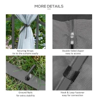 Outsunny 10'x10' Garden Gazebo Patio Canopy Portable Party Event Backyard w/ Mosquito Netting Grey(m-5)