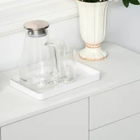 HOMCOM Kitchen Sideboard Storage Cabinet, Modern Coffee Bar with Push-Open Design and 2 Drawers for Living Room, White(m-10)