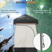 Outsunny Camping Shower Tent, Portable Privacy Shelter with Solar Shower Bag, Removable Floor and Carrying Bag, Black(m-5)