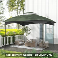 Outsunny 10' x 12' 2-Tier Gazebo Cover, Patio Gazebo Canopy Replacement with Drainage Holes for 84C-210 Series, Green(m-10)