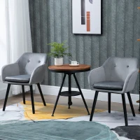 HOMCOM Modern Dining Chairs Set of 2, Kitchen Chairs Upholstered Fabric Velvet-Touch, Backrest and Armrests, Kitchen Counter Dining Room, Grey(m-7)