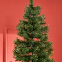 HOMCOM 8 Foot Pine Artificial Christmas Tree, Slim Pencil Xmas Tree with 952 Realistic Branches, Steel Base, Auto Open, Green(m-8)