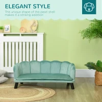 PawHut Pearl Design Pet Sofa for Medium and Large Sized Dogs, Pet Bed with Cushion and Solid Wood Legs, Green(m-5)