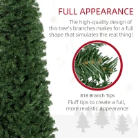 HOMCOM 7FT Pencil Christmas Tree, Artificial Christmas Tree with Automatic Open for Home Party, Green(m-7)