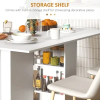 HOMCOM Folding Dining Table, 55" Drop Leaf Table for Small Spaces, Foldable Table with Storage Shelves for Kitchen, Dining Room, White(m-6)