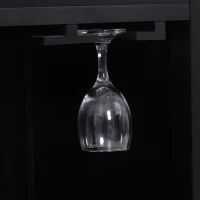 HOMCOM Portable Kitchen Trolley with Bamboo Top Storage Cabinet and Wine Rack (Black )(m-10)