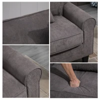 HOMCOM Modern 3 Seater Sofa, Corduroy Fabric 3 Seater Couch with Pine Wood Legs and Rolled Armrests for Living Room, Light Grey(m-9)