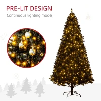 HOMCOM 7.5 FT Tall PreLit Artificial Christmas Tree with Realistic Branches, 500 Warm White LED Lights and 1346 Tips, Black(m-5)
