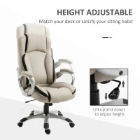 Vinsetto Office Chair PU Leather Executive on Rolling Wheels Task Computer Height Adjustable Swivel Ergonomic, Greige and Black(m-4)