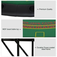 Soozier Poker Table Foldable, 72" Blackjack Table for 7 Players with Chip & Cup Holder, Green Felt(m-6)