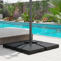 Outsunny 4 Pieces Cantilever Patio Umbrella Base, Outdoor Offset Umbrella Weights, 176 lbs Capacity Water or 264 lbs Capacity Sand  Plates Set, Black(m-2)