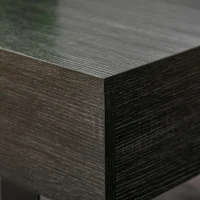 HOMCOM Mid-century Modern Coffee Table with Storage Drawer, Metal Sled Designed Legs and Wood Grain Surface for Living Room, Dark Grey(m-9)