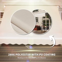 Outsunny 8' x 6.6' Patio Retractable Awning, Manual Exterior Sun Shade Deck Window Cover, Beige(m-5)
