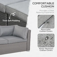 Outsunny 6 PCs Rattan Corner Sofa Set Outdoor Conservatory Furniture Grey(m-5)