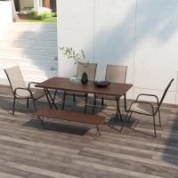 Outsunny Set of 4 Outdoor Dining Chairs, Heavy Duty Stackable Patio Dining Set with Armrests for Balcony Garden, Grey(m-8)