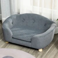 PawHut Miniature Dog / Cat Couch w/ Washable and Removable Cushion, Waterproof Cover, Gray(m-9)