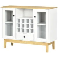 HOMCOM Bar Cabinet with Storage in 12-Bottle Wine Rack, Sideboard Buffet Cabinet Kitchen & Dining Room Cabinet, White(m-11)