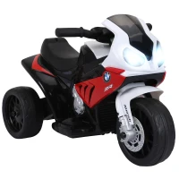 Aosom Kids Motorcycle, 6V Battery Powered Toddler Motorcycle with Headlight, Music, 3 Wheels Electric Motorcycle for Kids, Licensed BMW, Gift for Boys & Girls -Red(m-11)