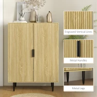 HOMCOM Entryway Shoe Cabinet with 5-Tier Shelving and Adjustable Shelves, 15 Pair Shoe Storage Organizer for Hallway, Oak(m-6)