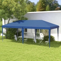 Outsunny 10' x 19' Pop Up Tent Garden Outdoor Party Tent Easy Set Up Gazebo Canopy Market Event Sunshade Blue(m-8)