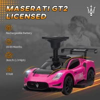 Qaba 6V Maserati GT2 Licensed Electric Car for Kids, Ride on Car with Under Seat Storage, LED Headlights Music, Pink(m-4)