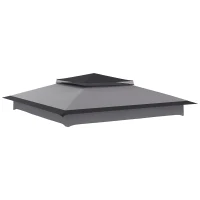 Outsunny 11' x 11' Replacement Canopy Top for Pop Up Canopy Tent, 2-Tier Canopy Cover, 30+ UV Protection, Gray(m-1)