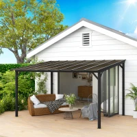 Outsunny 10' x 14' Hardtop Gazebo Wall-Mounted / Free Standing Outdoor Pergola with UPF 50+ & Waterproof Polycarbonate Roof(m-1)
