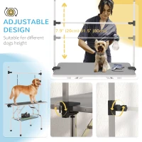 PawHut Adjustable Dog Grooming Table with 2 Safety Slings, Storage Basket, Grey(m-4)