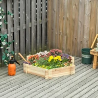 Outsunny 39" x 36" Screwless Hexagon Planter Box, Raised Garden Bed, Herb Garden for Vegetables, Flowers, Natural(m-8)