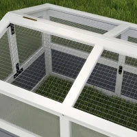 PawHut Wooden Tortoise Habitat Outdoor w/ Bottomless Design, Doors, PC Sun Panel Windows, for Small Animals, Rabbit, Light Gray(m-9)