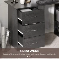 HOMCOM Computer Desk, 47" Writing Table with 3-Tier Shelves and 3 Reversible Drawers for Home Office, Bedroom, Black(m-5)