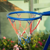 Outsunny Kids Metal Swing Set for Backyard, Outdoor Play Equipment, with Saucer Swing Adjustable Swing Seat, Basket Hoop, Climb Ladder, Net, A-Frame Metal Stand, for 3-10 Years Old, Green(m-9)