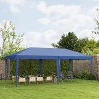 Outsunny 10' x 20' Outdoor Gazebo Pop Up Canopy Party Tent with Carrying Bag, Blue(m-10)