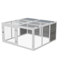 PawHut Rabbit Hutch with Openable Foldable Top, Door, for 1-4 Rabbits, for Outdoor, Backyard, Garden, Grey(m-2)
