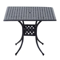 Outsunny 36" Patio Dining Table, Outdoor Bistro Table with 2" Umbrella Hole, Cast Aluminum Frame, For Garden, Balcony, Black(m-11)