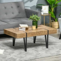 HOMCOM Rustic Coffee Table, Rectangle Nature Central Table with Steel Hairpin Legs for Living Room(m-8)