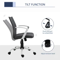Vinsetto Mid Back Home Office Chair with Adjustable Height, High Armrests and Rocking Function, Dark Grey/White(m-5)