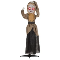 HOMCOM 5.2' Life Size Doll with Simulated Wound Cracks, Outdoor Halloween Decoration Animatronic, Sound & Motion Activated(m-11)