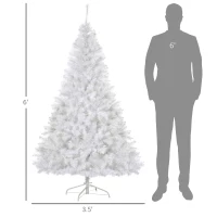 HOMCOM 6 FT Tall PreLit Artificial Christmas Tree with Realistic Branches, 250 Warm White LED Lights and 1000 Tips, White(m-3)