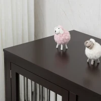 PawHut Dog Crate Furniture Wire Pet Cage Wooden Dog Kennel, End Table with Double Doors, and Locks, for Medium and Large Dog House Indoor Use, Coffee(m-8)