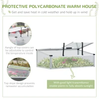 Outsunny Raised Garden Bed with Cold Frame Greenhouse and Storage Shelf, Aluminum & PVC Elevated Planter Box for Herbs and Vegetables, Use for Patio, Backyard, Balcony(m-5)