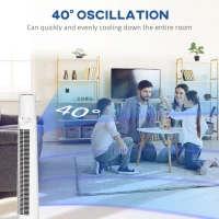 HOMCOM 38 Inch Tower Fan for Bedroom Cooling, 70°Oscillating Fan with 3 Speeds, 12H Timer, and Remote Control, Standing Floor Fan for Home Office, White(m-5)