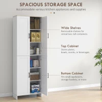 HOMCOM Freestanding Kitchen Pantry, 4-Door Kitchen Pantry Cabinet with Adjustable Shelves and Doors, White(m-4)