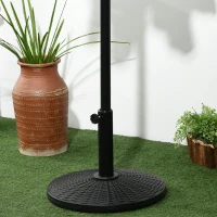Outsunny 25 lbs Market Umbrella Base Holder 17.5" Round Parasol Stand with Rattan Design for Patio, Outdoor, Backyard, Black(m-7)