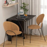 HOMCOM Foldable Dining Table, Drop Leaf Folding Side Table Console Writing Desk with 2 Wheels for Kitchen, Dining Room(m-9)