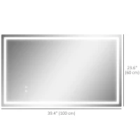 HOMCOM 39" x 24" Bathroom Mirror with LED Lights, Wall Mounted Vanity Mirror with Anti-Fog Pad and Touch Button, Clear(m-3)